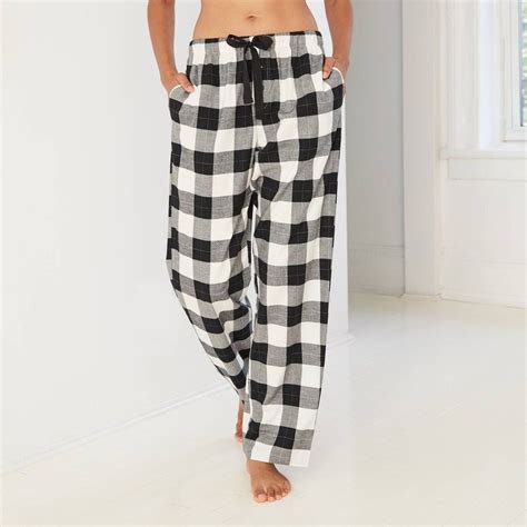 flannel pj pants black and white|More.